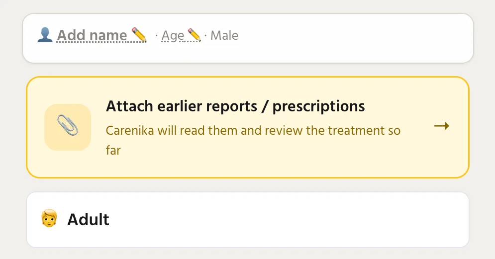 Prompt to attach earlier reports and prescriptions at the start of a visit